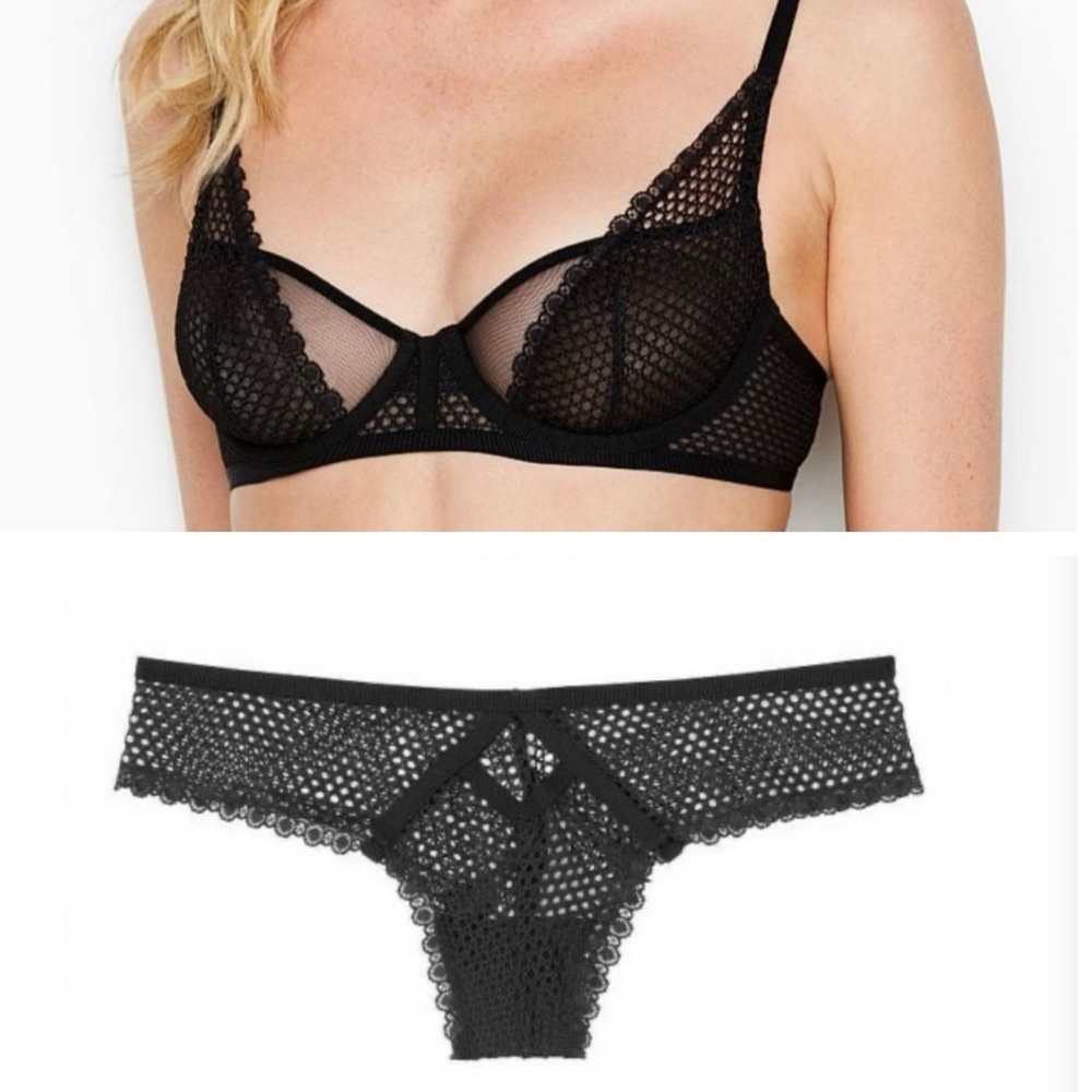 36D/M Victoria’s Secret Fishnet Bra & Cheeky Set - Picture 2 of 13